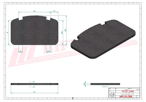 Rysunek wymiarowy Filtr kabinowy SC 90376