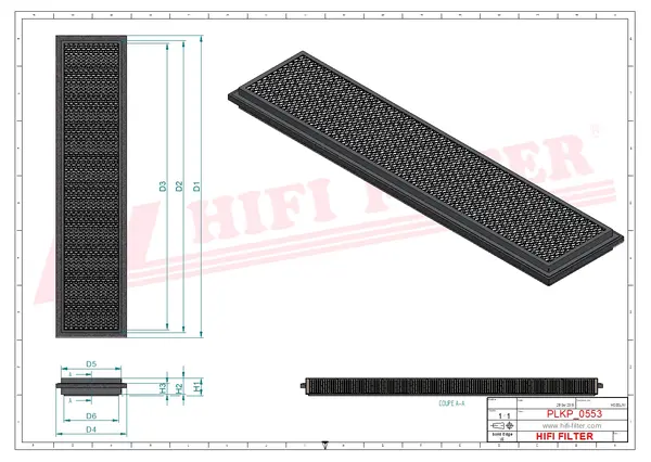 Rysunek wymiarowy Filtr kabinowy SC 90407