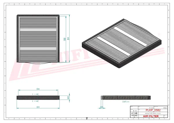 Rysunek wymiarowy Filtr kabinowy SC 90434