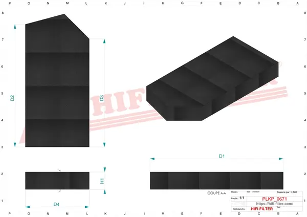Rysunek wymiarowy Filtr kabinowy SC 90512