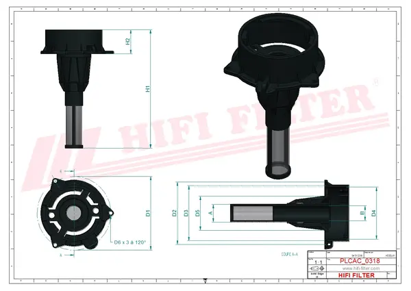 Rysunek wymiarowy Filtr mocznika KD 25177