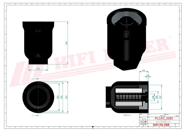 Rysunek wymiarowy Filtr mocznika KD 70436