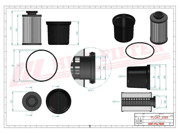Rysunek wymiarowy Filtr mocznika KD 70438