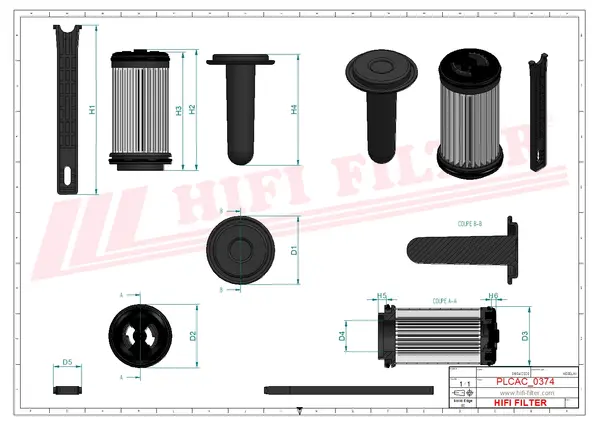Rysunek wymiarowy Filtr mocznika KD 70494