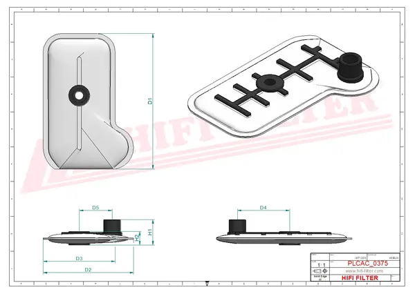 Rysunek wymiarowy Filtr mocznika KD 70504