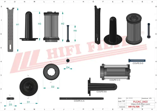 Rysunek wymiarowy Filtr mocznika KD 70559