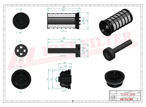 Rysunek wymiarowy Filtr mocznika KD 80618