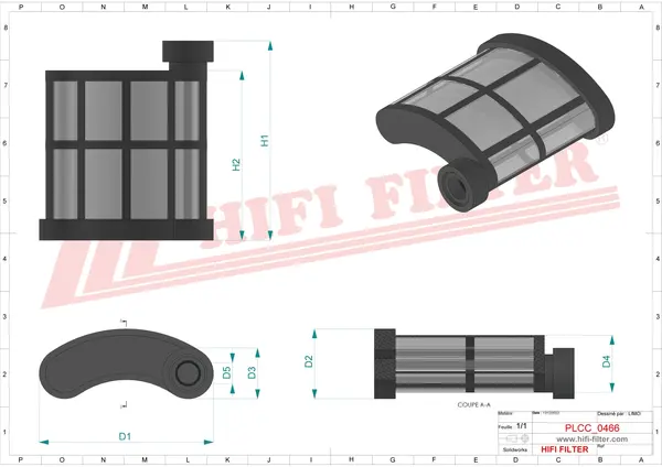 Rysunek wymiarowy Filtr mocznika SD 40788