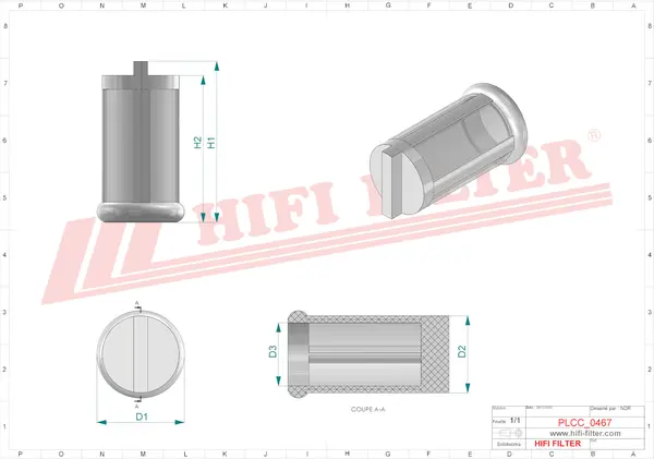 Rysunek wymiarowy Filtr mocznika SD 40876