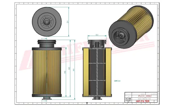 Rysunek wymiarowy Filtr mocznika SD 70322