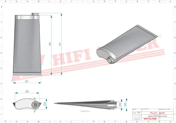 Rysunek wymiarowy Filtr mocznika SD 70490