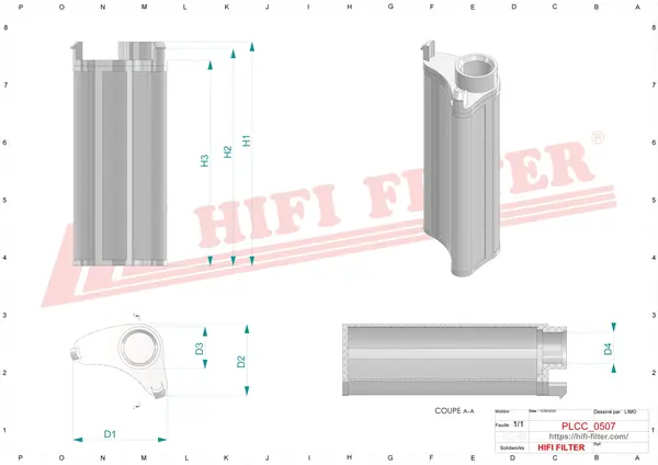 Rysunek wymiarowy Filtr mocznika SD 80075