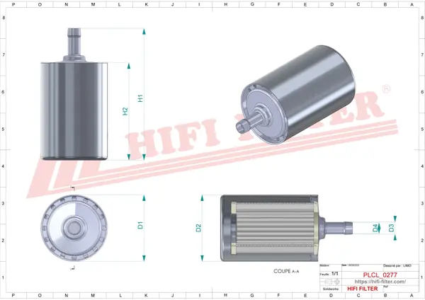 Rysunek wymiarowy Filtr odpowietrzajacy - zb. mocznika FSD 100
