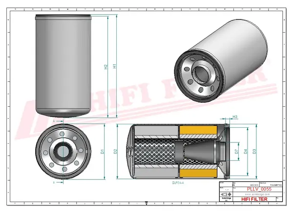 Rysunek wymiarowy Filtr oleju SO 10011