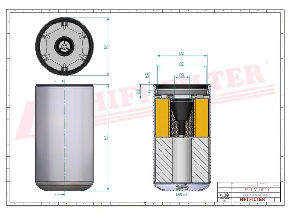 Rysunek wymiarowy Filtr oleju SO 10020