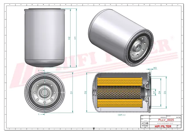 Rysunek wymiarowy Filtr oleju SO 10024