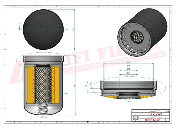 Rysunek wymiarowy Filtr oleju SO 10044