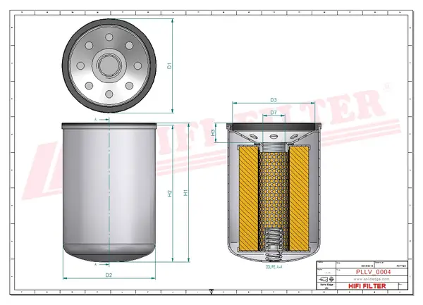 Rysunek wymiarowy Filtr oleju SO 10053