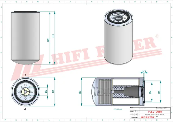 Rysunek wymiarowy Filtr oleju SO 10058