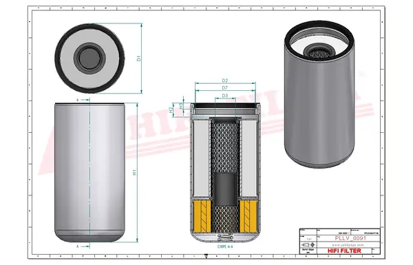 Rysunek wymiarowy Filtr oleju SO 10080