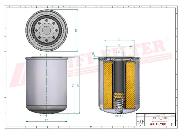 Rysunek wymiarowy Filtr oleju SO 10106