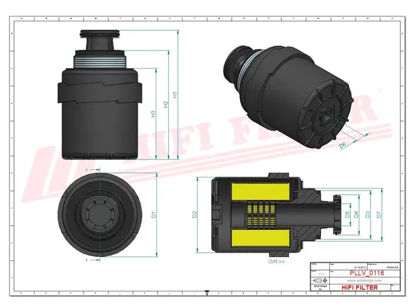 Rysunek wymiarowy Filtr oleju SO 10117
