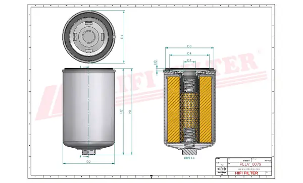 Rysunek wymiarowy Filtr oleju SO 10131