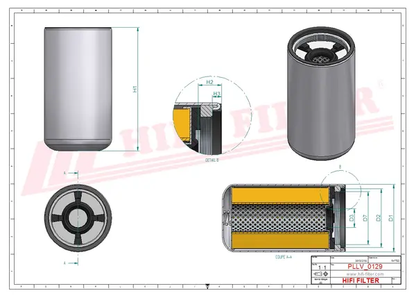 Rysunek wymiarowy Filtr oleju SO 10142