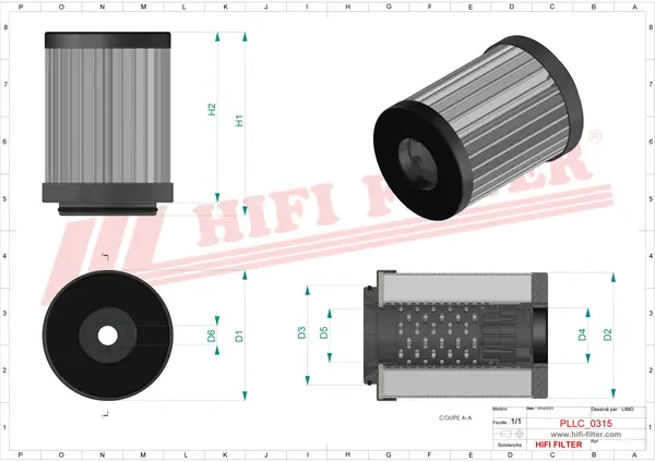 Rysunek wymiarowy Filtr oleju SO 10184