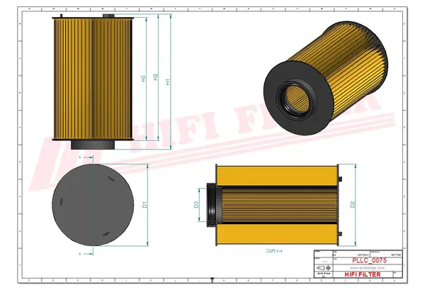 Rysunek wymiarowy Filtr oleju SO 11047