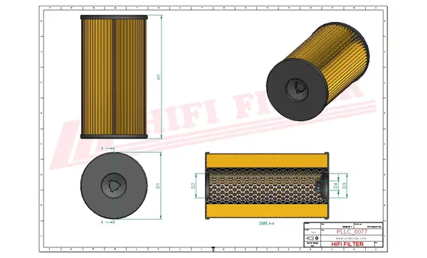 Rysunek wymiarowy Filtr oleju SO 11061
