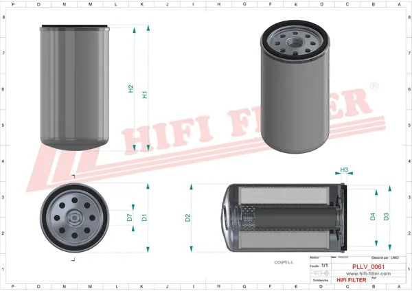 Rysunek wymiarowy Filtr oleju SO 11080