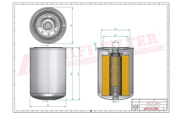 Rysunek wymiarowy Filtr oleju SO 11143