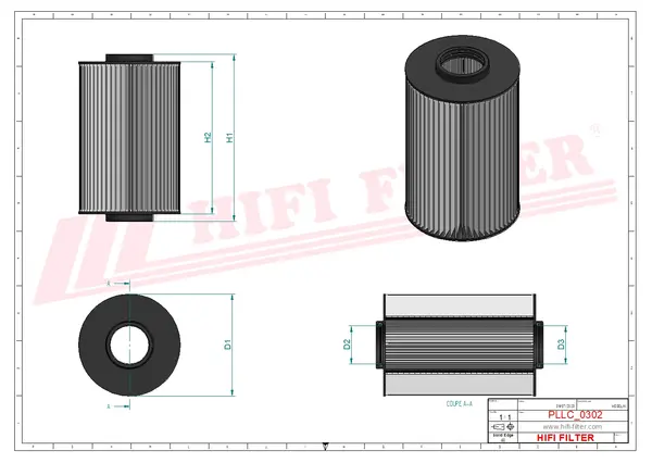 Rysunek wymiarowy Filtr oleju SO 11159