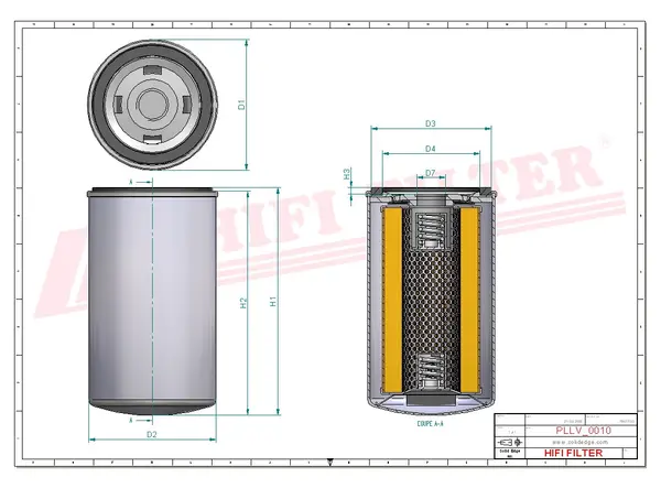Rysunek wymiarowy Filtr oleju SO 228