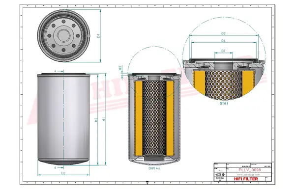 Rysunek wymiarowy Filtr oleju SO 3142