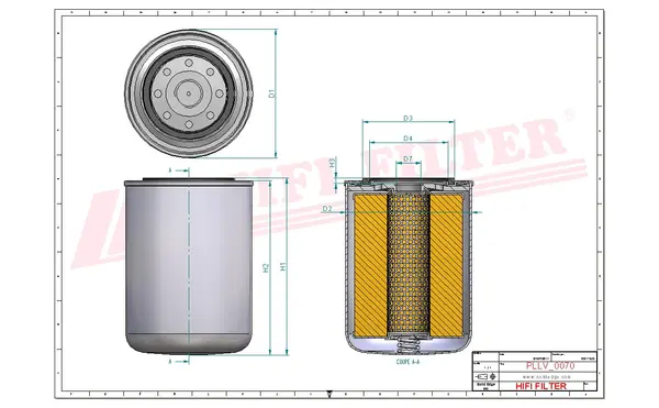Rysunek wymiarowy Filtr oleju SO 3308