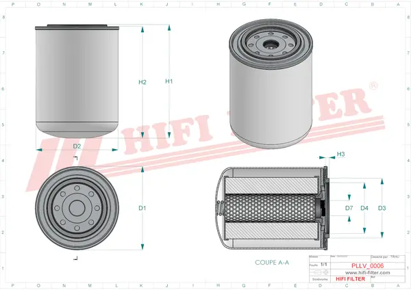 Rysunek wymiarowy Filtr oleju SO 3345