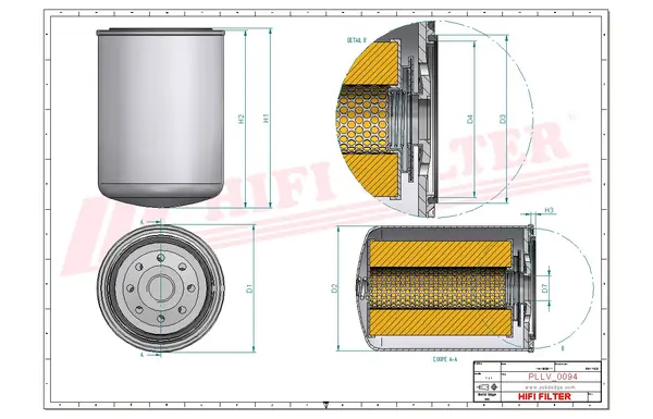 Rysunek wymiarowy Filtr oleju SO 3390