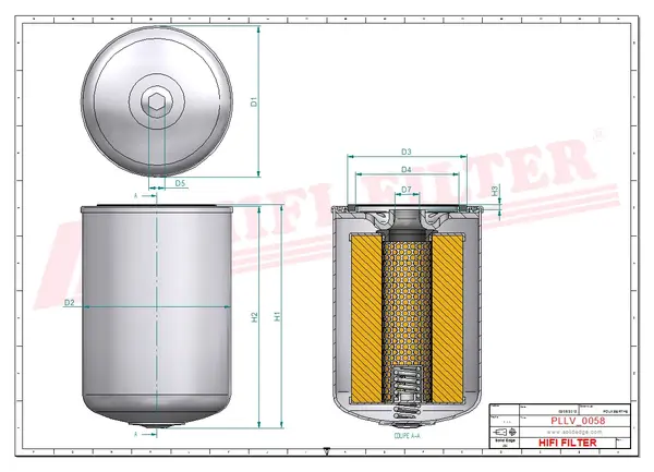 Rysunek wymiarowy Filtr oleju SO 3493