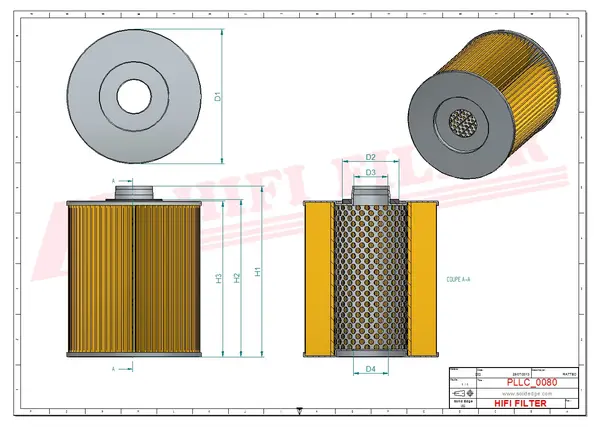 Rysunek wymiarowy Filtr oleju SO 4005
