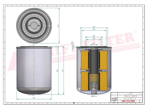 Rysunek wymiarowy Filtr oleju SO 416
