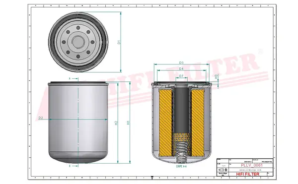 Rysunek wymiarowy Filtr oleju SO 475