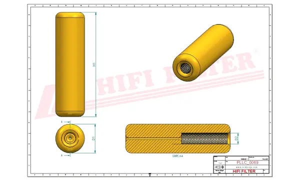 Rysunek wymiarowy Filtr oleju SO 505