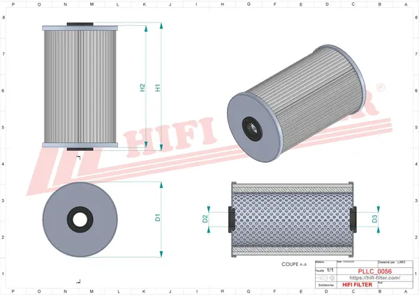 Rysunek wymiarowy Filtr oleju SO 512