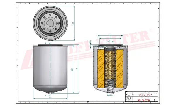 Rysunek wymiarowy Filtr oleju SO 580