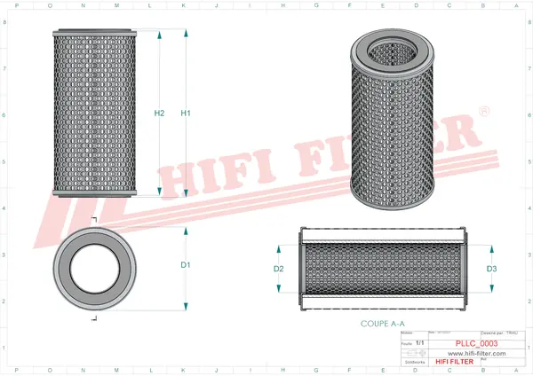 Rysunek wymiarowy Filtr oleju SO 599