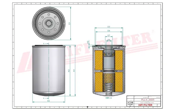 Rysunek wymiarowy Filtr oleju SO 6002