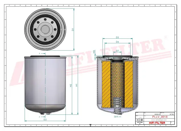 Rysunek wymiarowy Filtr oleju SO 6086