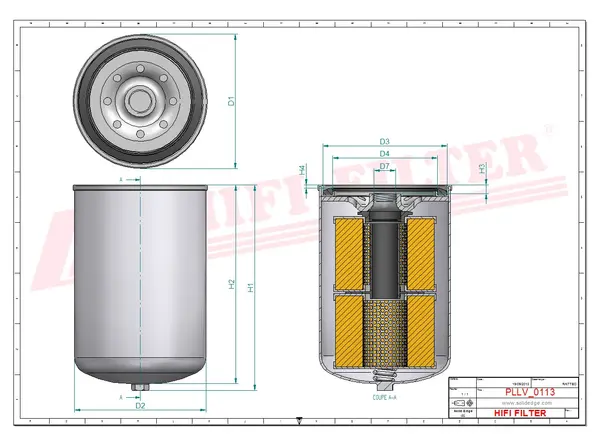 Rysunek wymiarowy Filtr oleju SO 6145